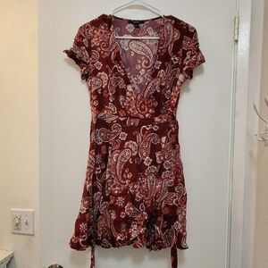 Forever 21 Red and White Wrap Sundress